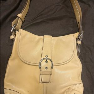 Coach Bag Leather Hobo Shoulder Handbag Cream